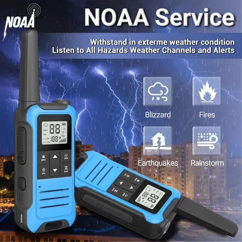 Miniatura 5 de Walkie Talkies de largo alcance para adultos, radio FRS recargable Walkie Talkie 6 unidades Baofeng F22 Waki Taki, NOAA, linterna, cargador tipo C