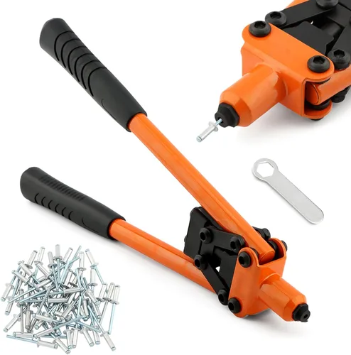 Miniatura 9 de Kit de pistola de remache, remachadora profesional de metal resistente, herramienta de remache manual con una sola mano con 50 remaches