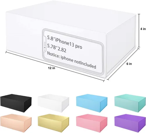 Miniatura 2 de Caja de regalo blanca de 12" x 6" x 4" con tapa de cierre magnético, cajas de regalo para damas de honor, caja linda, caja de regalo de cumpleaños