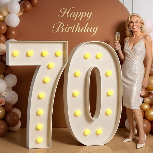 Miniatura 44 de Números de marquesina de 4 pies de alto, 4 pies de alto, números grandes iluminados 0 para 30, 40, 50, 60, decoración de fiesta de cumpleaños
