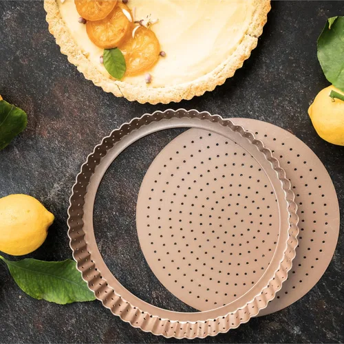 Miniatura 8 de HAPPIELS - Sartén antiadherente de 9 pulgadas para tartas con fondo extraíble Lata de tarta y quiche estriada libre de PFOA y BPA, no tóxica
