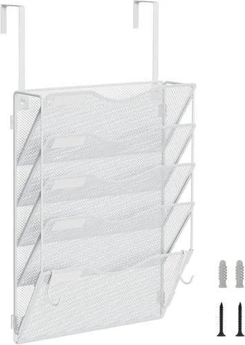 Miniatura 8 de BOHDK Organizador de archivos de pared, 3 bolsillos, organizador de correo, soporte para carpetas colgantes, plegable, para colgar o montar