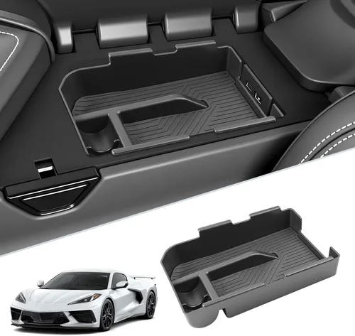 Miniatura 9 de SKTU para 2022 2023 Chevrolet Bolt EUV EV Organizador de consola central inserto de ABS negro, bandeja de materiales, reposabrazos, caja de 2022