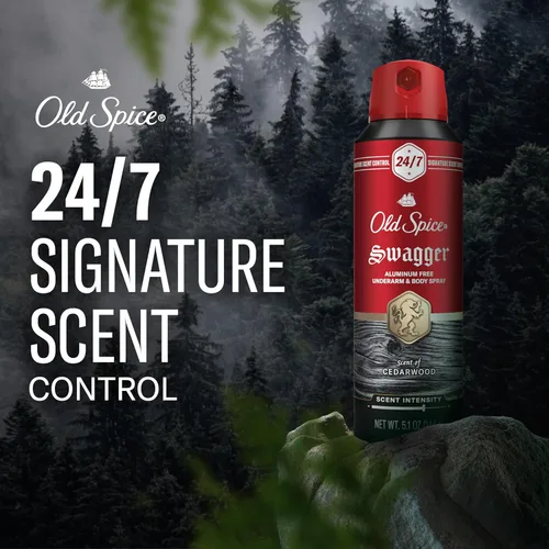 Miniatura 3 de Old Spice Spray corporal sin aluminio para hombres, protección contra olores 24/7, fragancia y frescura duraderas 24/7, aroma de calidad de colonia