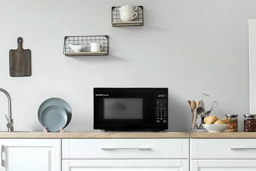 Miniatura 6 de SHARP Horno microondas compacto de encimera con plato giratorio de carrusel extraíble de 10 pulgadas, 700 vatios, 0.7 pies cúbicos, negro
