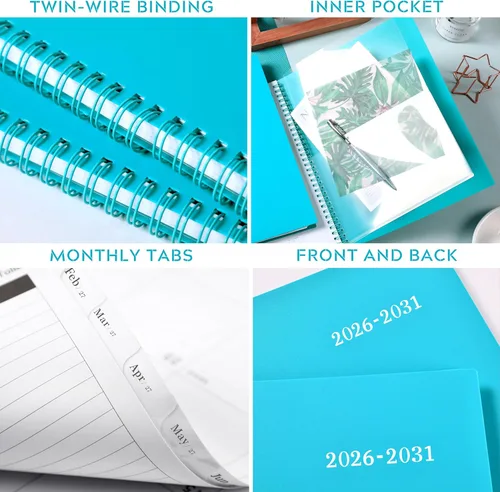 Miniatura 6 de Planificador Mensual 2025-2030/Calendario Mensual - Planificador Mensual de 5 Años, Jul.2025 - Jun.2030, 9" x 11", Bolsillo de Doble Cara + Cubierta