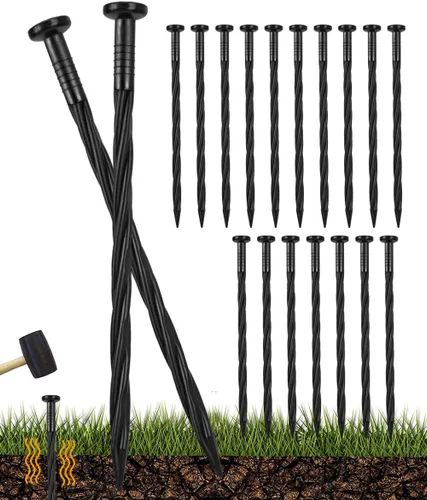 Paquete de 50 estacas de plástico de 8 pulgadas para bordes de paisaje, perfectas para anclar barreras de malezas, bordes de pavimentación, césped
