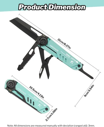 Miniatura 5 de VIPERADE VAK4 Multiherramienta de bolsillo para hombres, multifuncional 21 en 1 con funda, para camping al aire libre, supervivencia y uso diario
