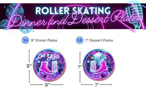 Miniatura 2 de Blue Orchards Platos de cena y postre de patinaje sobre ruedas (32 piezas para 16 invitados) – Fiesta de patinaje sobre ruedas, suministros
