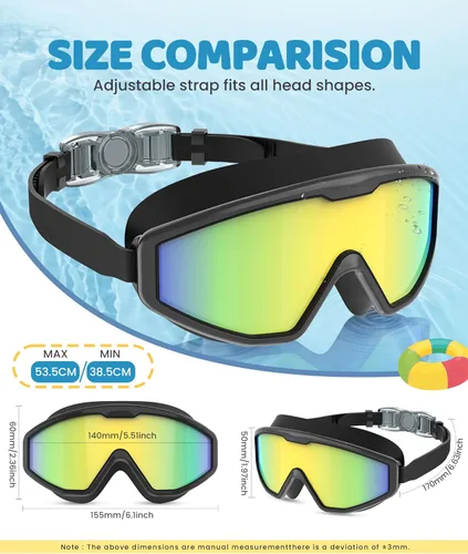 Miniatura 4 de Gafas de natación para niños, gafas de natación para niños, 3 unidades de gafas de natación de agua para niños y niñas, antivaho UV400