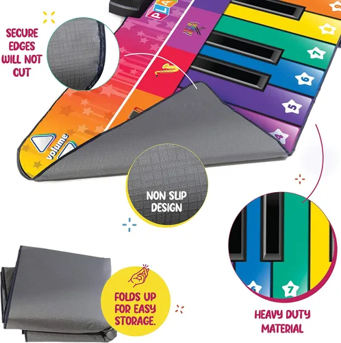 Miniatura 4 de Play22 Alfombrilla de piano de suelo de 6 pies para niños pequeños, tapete de juego de piano gigante, 24 teclas, 8 instrumentos musicales, volumen