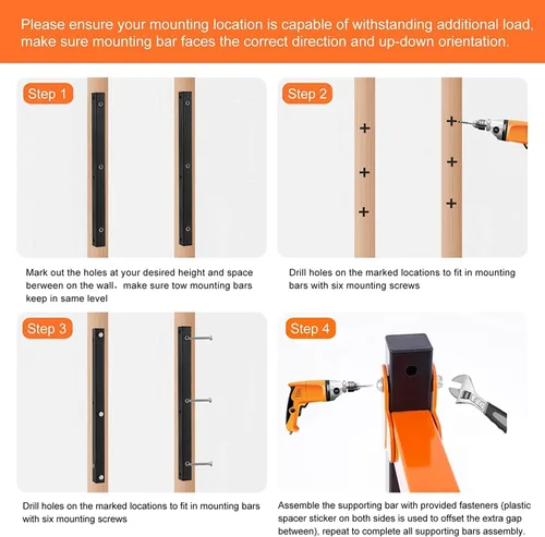 Miniatura 5 de Ultrawall Estantes organizadores de madera para montaje en pared, estantes de metal para almacenamiento de madera, estantes de almacenamiento