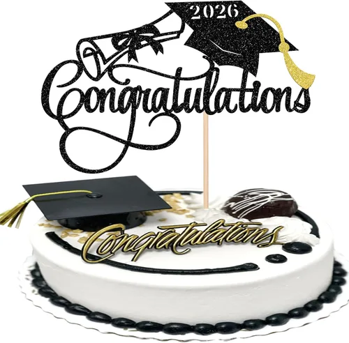 Miniatura 8 de 1 paquete de decoración para tarta de graduación para niña, con purpurina, para diploma, decoración para adultos mayores 2026, para niñas, escuela
