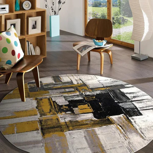 Miniatura 55 de Rugshop Alfombra Corredor Abstracta Contemporánea Negra — No Desprende Pelusa para Pasillo, Entrada y Cocina 2' x 7