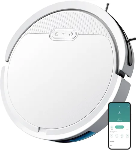 V3 Robot aspirador y fregona, Robot aspirador 3 en 1 con succión de 5000Pa, funciona con WiFi 2.4G/Alexa/App/Control remoto, limpieza programada,