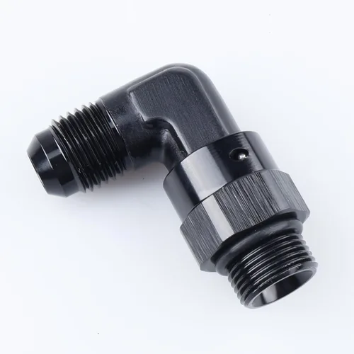 Miniatura 7 de AC PERFORMANCE Adaptador de ajuste de rosca de tubo de aluminio de 90 grados -8 AN macho a -8 AN ORB con junta tórica O Ring Port giratorio, negro