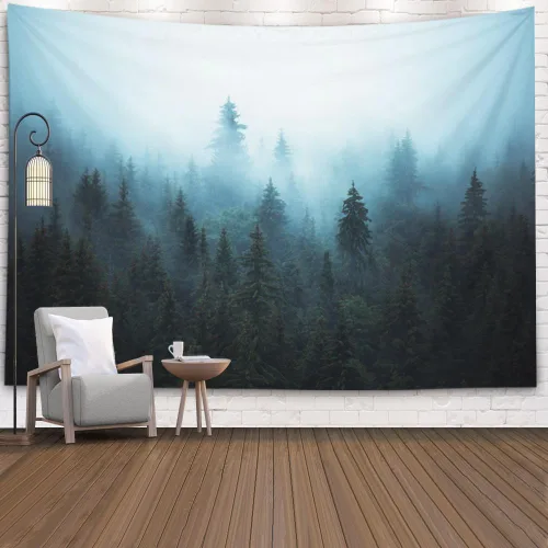 Miniatura 20 de Crannel Tapiz de invierno para colgar en la pared, sombrero de mago psicodélico para barba, tapiz mágico de calavera de humo de 50 x 60 pulgadas