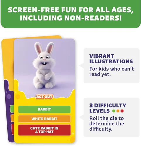 Miniatura 8 de Clever Fox Play Juego Épico de Charadas para Niños de 6 años en adelante – 200 Tarjetas de Actuar y Explicar con Ilustraciones y Temporizador