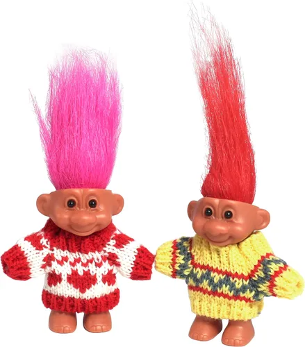 Miniatura 8 de 2 PIEZAS Muñecos Retro Lucky Troll con Suéteres Tejidos a Mano - Coloridos, Adorables, Ideales para Colecciones, Proyectos Escolares, Manualidades