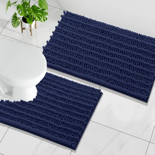 Miniatura 19 de Arotive Juego de 2 alfombras de baño de felpilla de lujo, extra suaves, absorbentes, peludas y alfombras de baño de contorno en forma de U