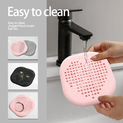 Miniatura 3 de Paquete de 2 recolectores de pelo para desagüe de ducha, accesorios de baño negros, cubierta de drenaje de silicona duradera con ventosas
