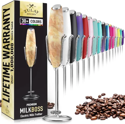 Miniatura 12 de Varita de espumador de leche mini y potente – Potente espumador de café de mano, mezclador de bebidas operado con batería – Tamaño de bolsillo Azul