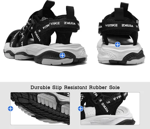 Miniatura 23 de JMFCHI Sandalias deportivas de verano para niños y niñas, sandalias de punta cerrada para exteriores, zapatos atléticos para agua, sandalias