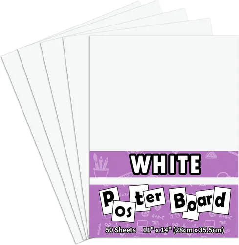 Miniatura 11 de pmybupo 50 tableros de póster blancos de 22"×28", tablero de póster de valor para proyectos de manualidades escolares, presentación, dibujo
