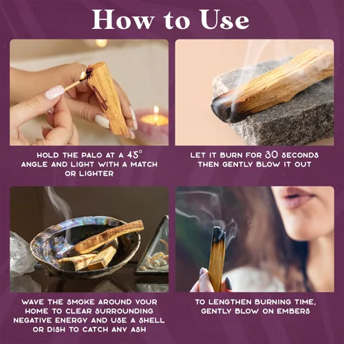 Miniatura 5 de Purple Canyon Palitos de incienso Palo Santo - Paquete de 6 Incienso natural cosechado de forma sostenible para manchas, meditación, limpieza
