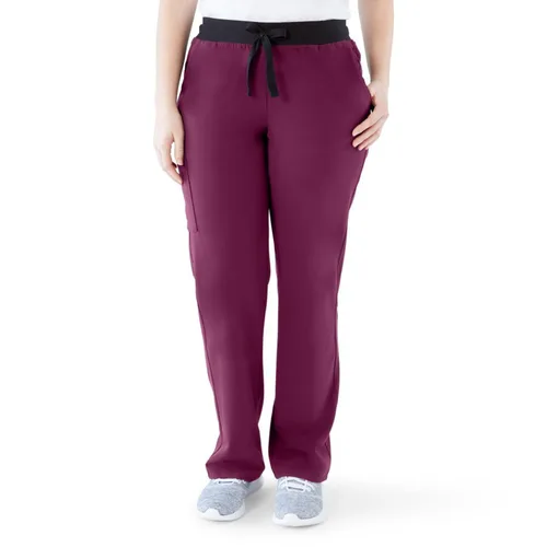 Miniatura 21 de ave. Varick - Pantalón médico de tiro medio para mujer, pierna recta, seis bolsillos, color azul caribeño, talla S