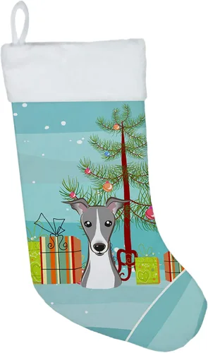 Miniatura 46 de Caroline's Treasures BB1590CS Árbol de Navidad y Alaskan Malamute Calcetines de Navidad para colgar en la chimenea, decoración de fiesta de Navidad