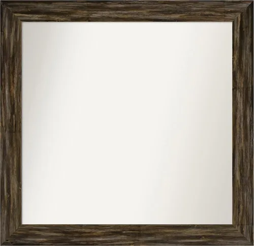 Miniatura 407 de Amanti Art Espejo de baño marrón para sobre el fregadero, 25 x 25 pulgadas, hecho a medida, espejo de tocador cuadrado marrón medio, marco de madera