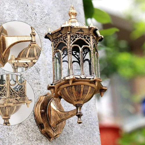 Miniatura 3 de DNYSYSJ Lámpara de pared exterior retro lámpara de jardín al aire libre E27 aluminio vidrio