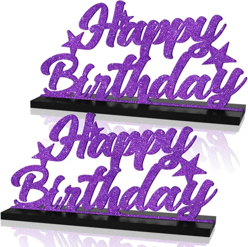 Miniatura 9 de Letrero de Feliz Cumpleaños con Letras Negras con Purpurina Centros de Mesa para Mesa Suministros de Fiesta de Cumpleaños Decoración de Favor