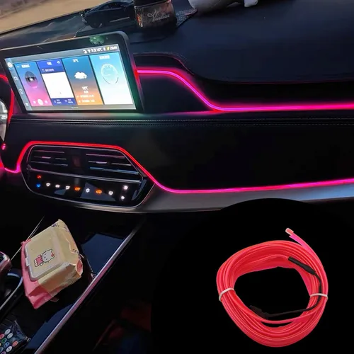 Miniatura 7 de Tira de luces LED para interior de automóvil, cable de neón de 16.4 ft, USB 5 V, con protección de fusible, para decoración interior de automóvil