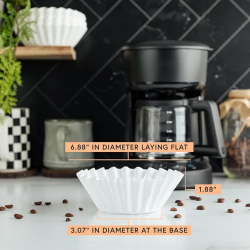 Miniatura 3 de Filtros de café de 4 a 6 tazas – 400 unidades, estilo canasta junior, papel blanco, sin cloro, filtro de café de 5 tazas, fabricado en los Estados