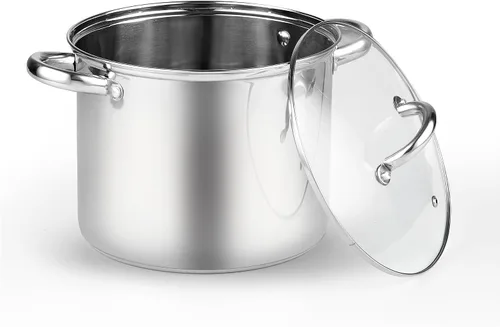 Miniatura 10 de Cook N Home Olla de acero inoxidable de 3 cuartos de galón, olla pequeña con tapa de vidrio, olla básica para saucier, asas de silicona que se