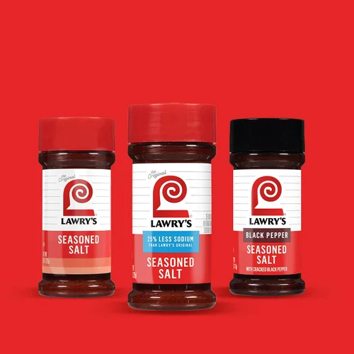 Miniatura 20 de Lawry's Sal sazonada, 25% menos de sodio, sin MSG añadido, certificado Kosher, básico, versátil, condimento multiusos para agitar en carne de res