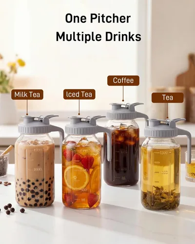 Miniatura 8 de Cafetera fría – 2 cuartos de galón de acero inoxidable con filtro de acero inoxidable de 64 onzas, jarra de cerveza fría, sin fugas, cafetera fría
