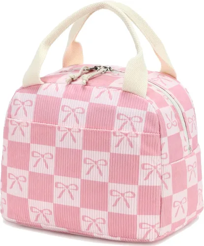 Miniatura 53 de Bluboon Bolsa de almuerzo para mujer, bonita bolsa de almuerzo de pana con correa para el hombro, reutilizable, aislada, gran capacidad