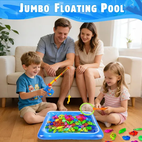 Miniatura 4 de CozyBomB™ Juego de juguetes de pesca magnética para niños Mesa de agua, bañera, piscina infantil, fiesta, caña con red, peces de plástico