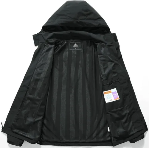 Miniatura 5 de MOERDENG Chaqueta impermeable para hombre, ligera, con capucha, para senderismo, cortavientos softshell