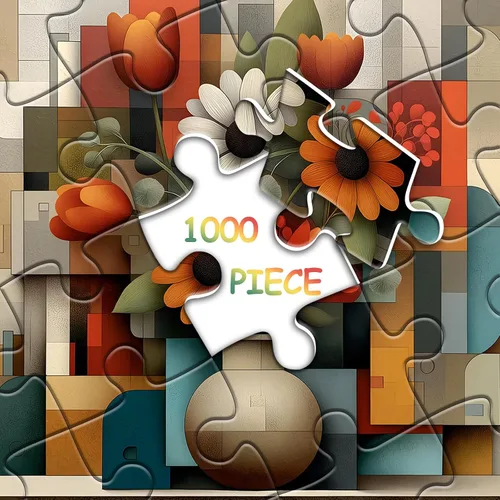 Miniatura 6 de Rompecabezas de flores para adultos de 1000 piezas, rompecabezas únicos de plantas florales, rompecabezas de flores con fondo geométrico, hermosa