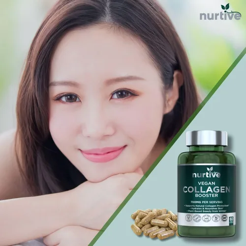 Miniatura 9 de Potenciador de colágeno a base de plantas, soporte vegano con vitamina C, aminoácidos y ácidos hialurónicos, 700 mg/porción, sin OMG, sin gluten