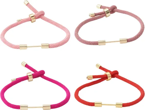 Miniatura 34 de 10 piezas de pulseras de cordón de nylon torcido para hacer joyas ajustables con deslizadores con accesorios de latón dorado para accesorios