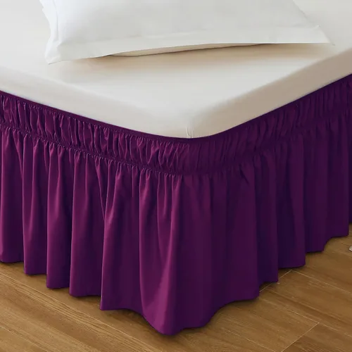 Miniatura 13 de MEILA - Faldón de cama envolvente con tres lados de tela y elástico, con volantes de 14 pulgadas, caída a medida, fácil de instalar, resistente a