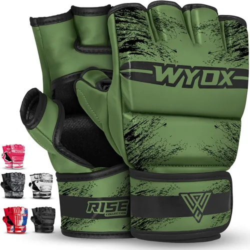 WYOX Guantes MMA para hombres y mujeres – Guantes de boxeo de agarre y combate con diseño de palma abierta, guantes de entrenamiento acolchados sin