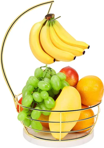 Miniatura 12 de Livabber - Frutero de encimera con colgador de plátanos, cuenco moderno de almacenamiento de frutas y verduras, con soporte de árbol de plátano