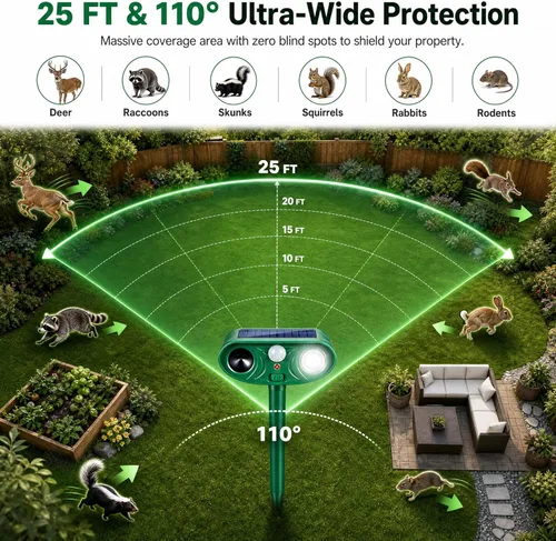 Miniatura 2 de Sonic Fortress Pro - Dispositivos repelentes de ciervos 2026, repelente de mapache para exteriores, ardilla, Fortress Pro, IP65, repelente