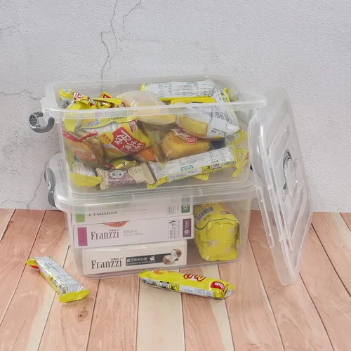 Miniatura 5 de Caja de almacenamiento transparente de plástico de 8 L, 2 cajas de cierre de almacenamiento con tapa